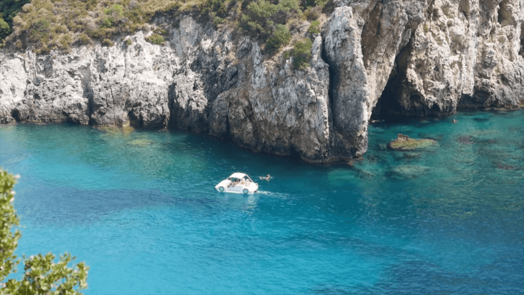 a car boat in the water